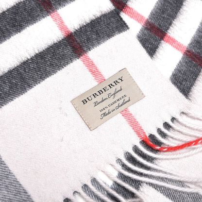 Burberry Cashmere Giant Check Fringe Scarf Stone 4 of 5