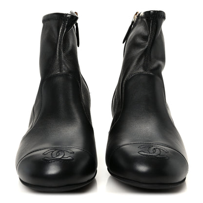 Chanel Stretch Lambskin Cap Toe CC Uniform Short Boots 38 Black 3 of 9
