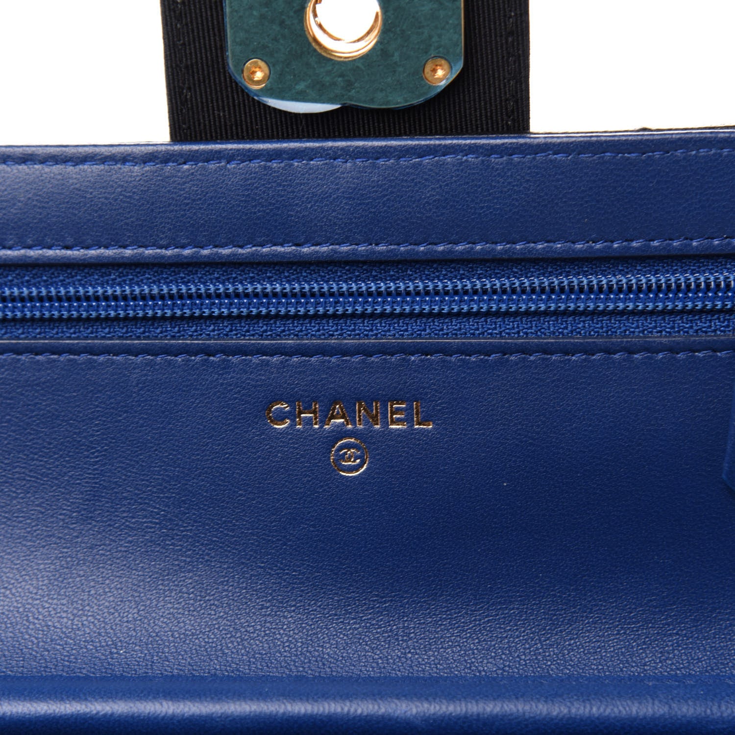 Chanel Lambskin Quilted Elegant CC Wallet On Chain WOC Blue Black 6 of 12
