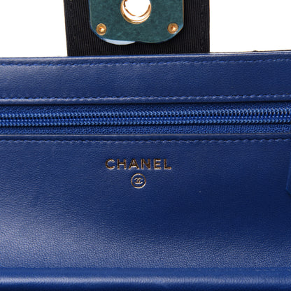 Chanel Lambskin Quilted Elegant CC Wallet On Chain WOC Blue Black 6 of 12