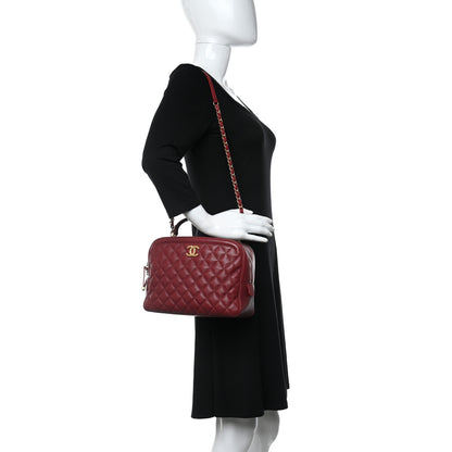 Chanel Calfskin Quilted CC Medium Vanity Case Dark Red 2 of 14