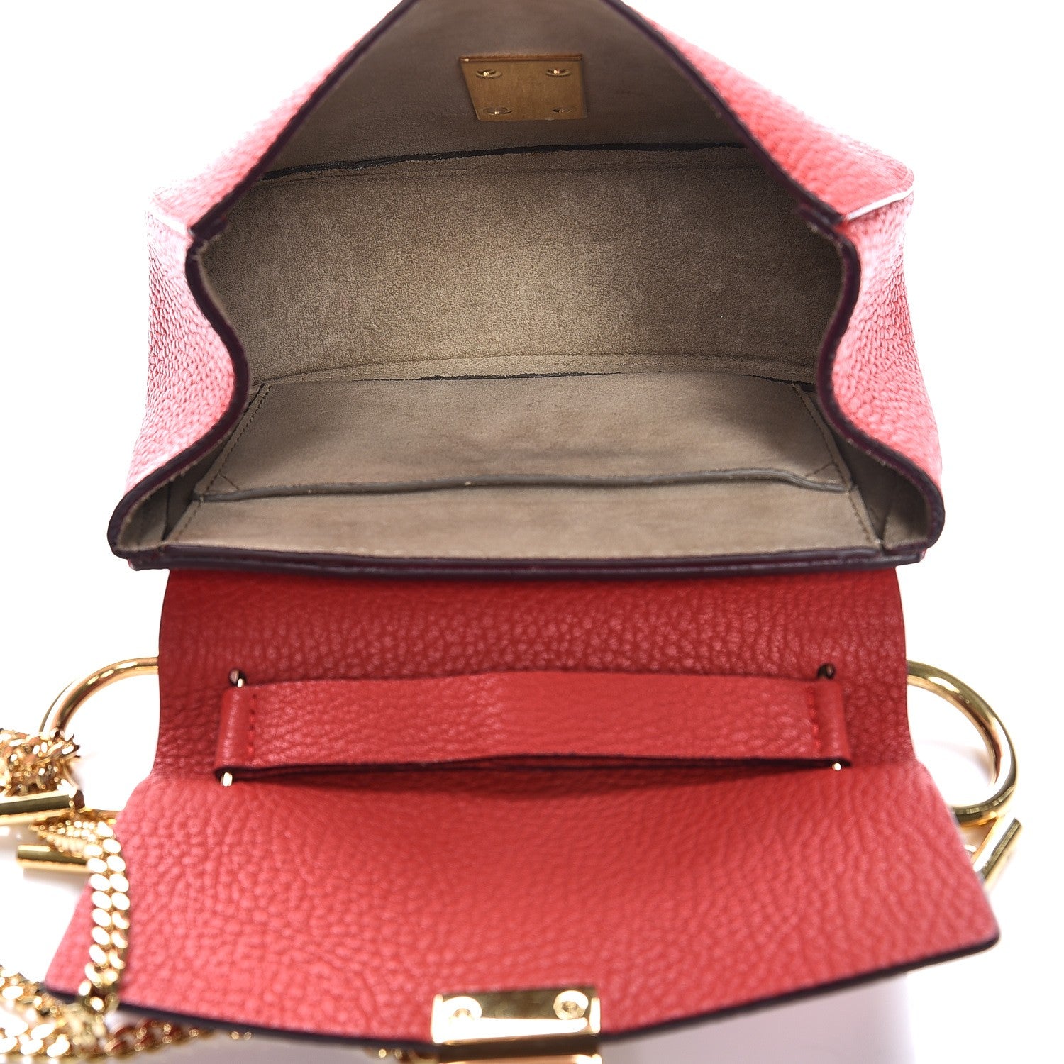 Chloe Grained Lambskin Mini Drew Shoulder Bag Plaid Red 5 of 7