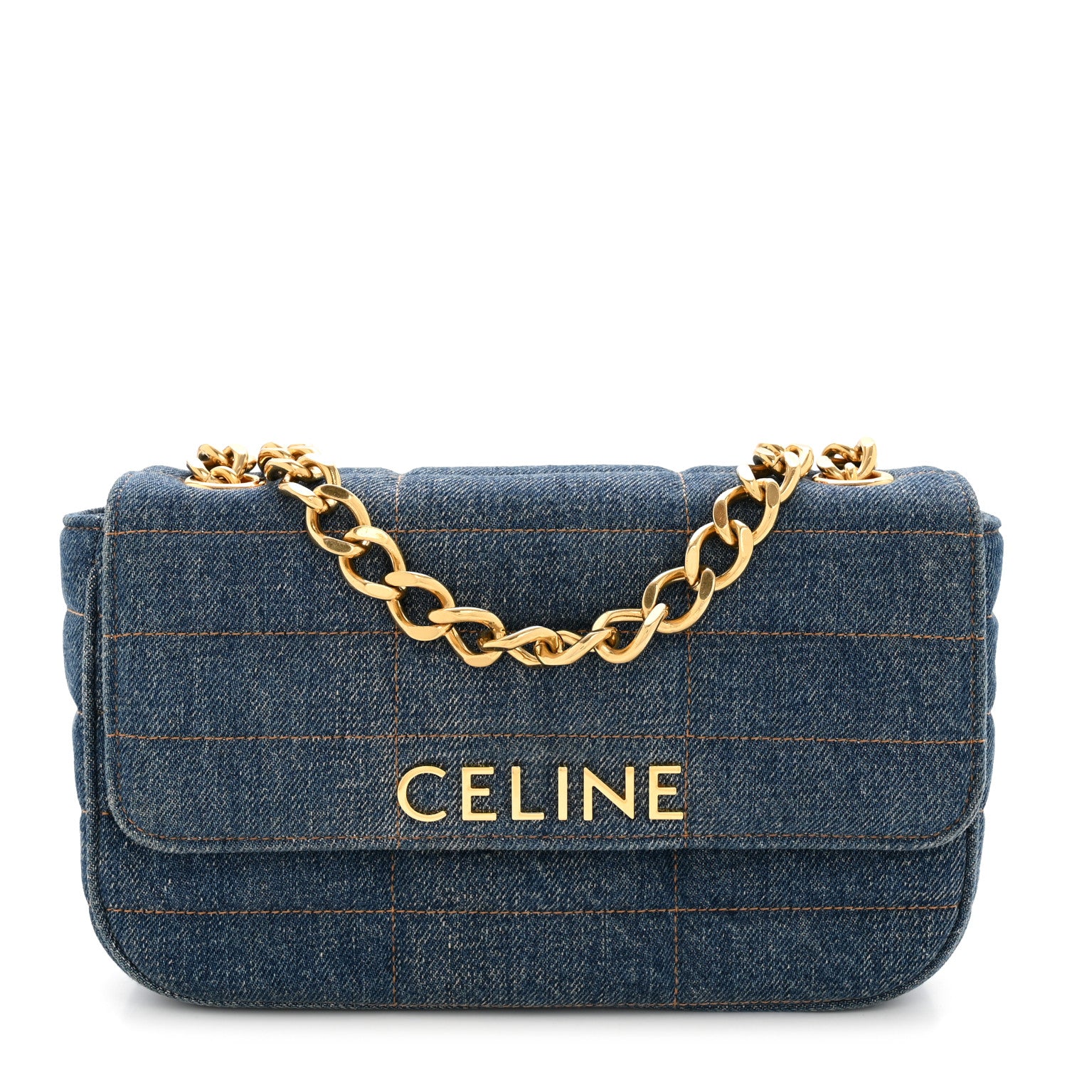 Celine Denim Matelasse Chain Shoulder Bag Blue 1 of 13