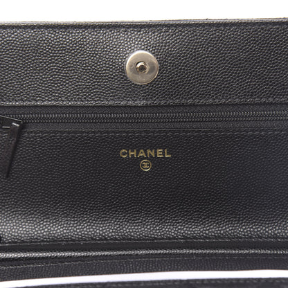 Chanel Caviar Quilted French New Wave Chain CC Wallet On Chain WOC Black 6 of 12