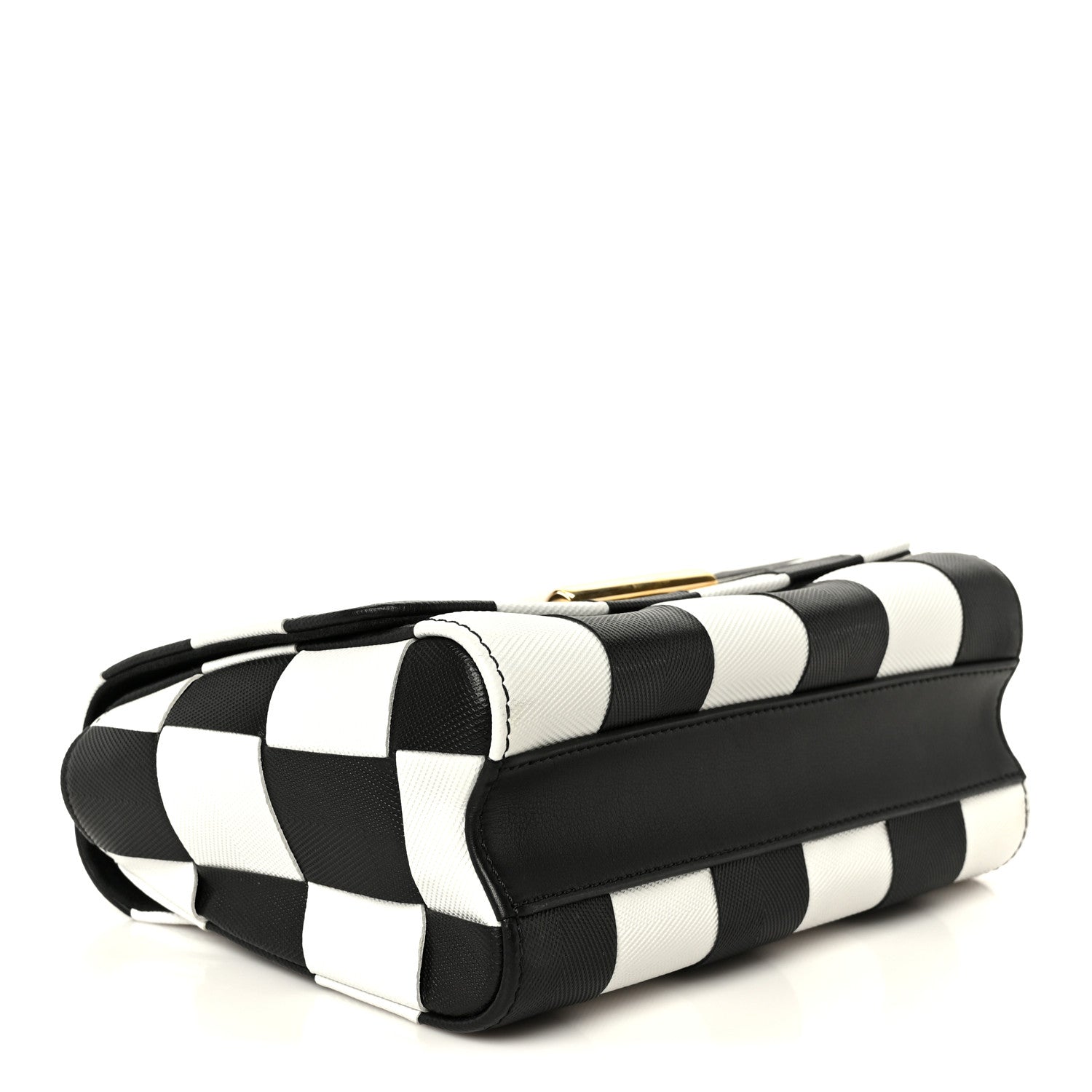 Louis Vuitton Calfskin Damier Tressage Twist Shoulder Bag MM Black White 4 of 10