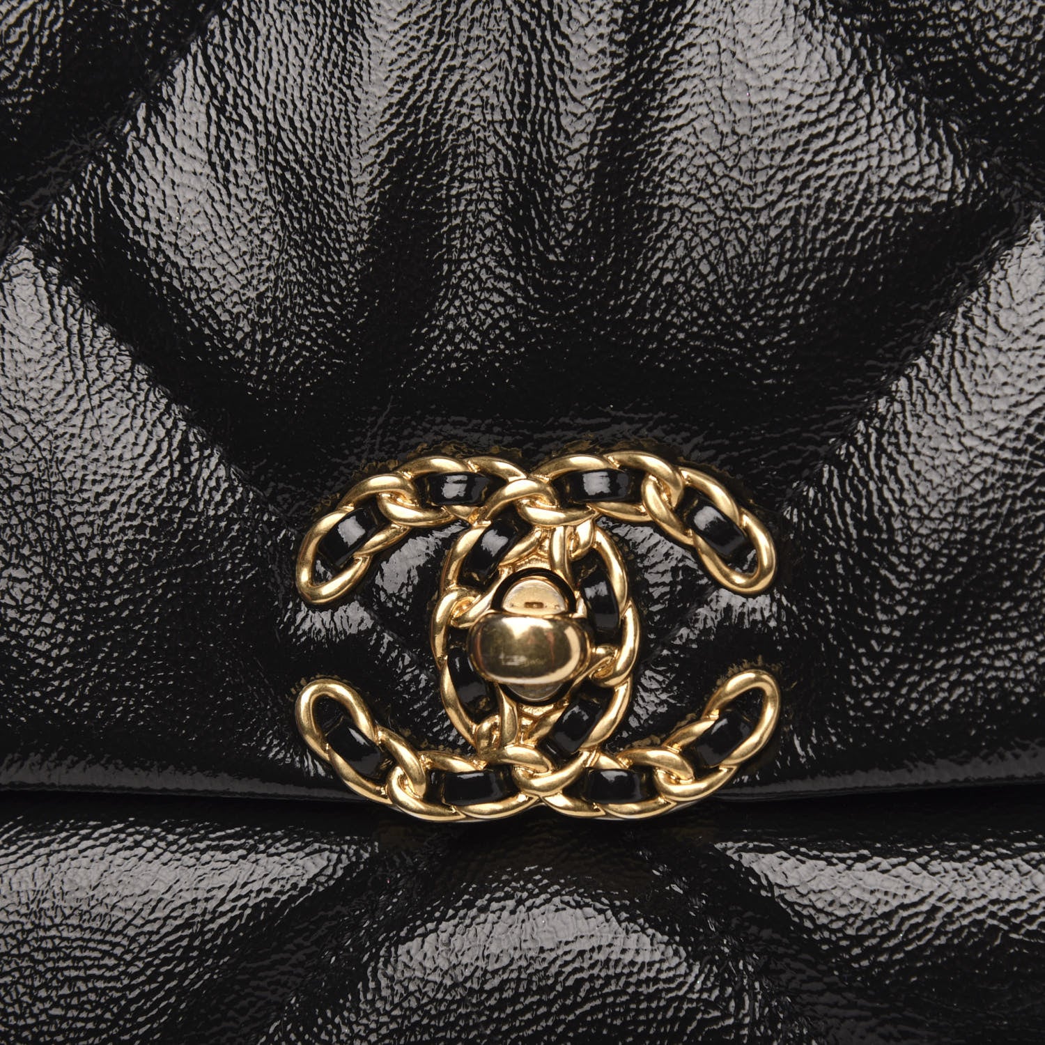 Chanel Shiny Crumpled Calfskin Quilted Medium 19 Flap Black 8 of 10