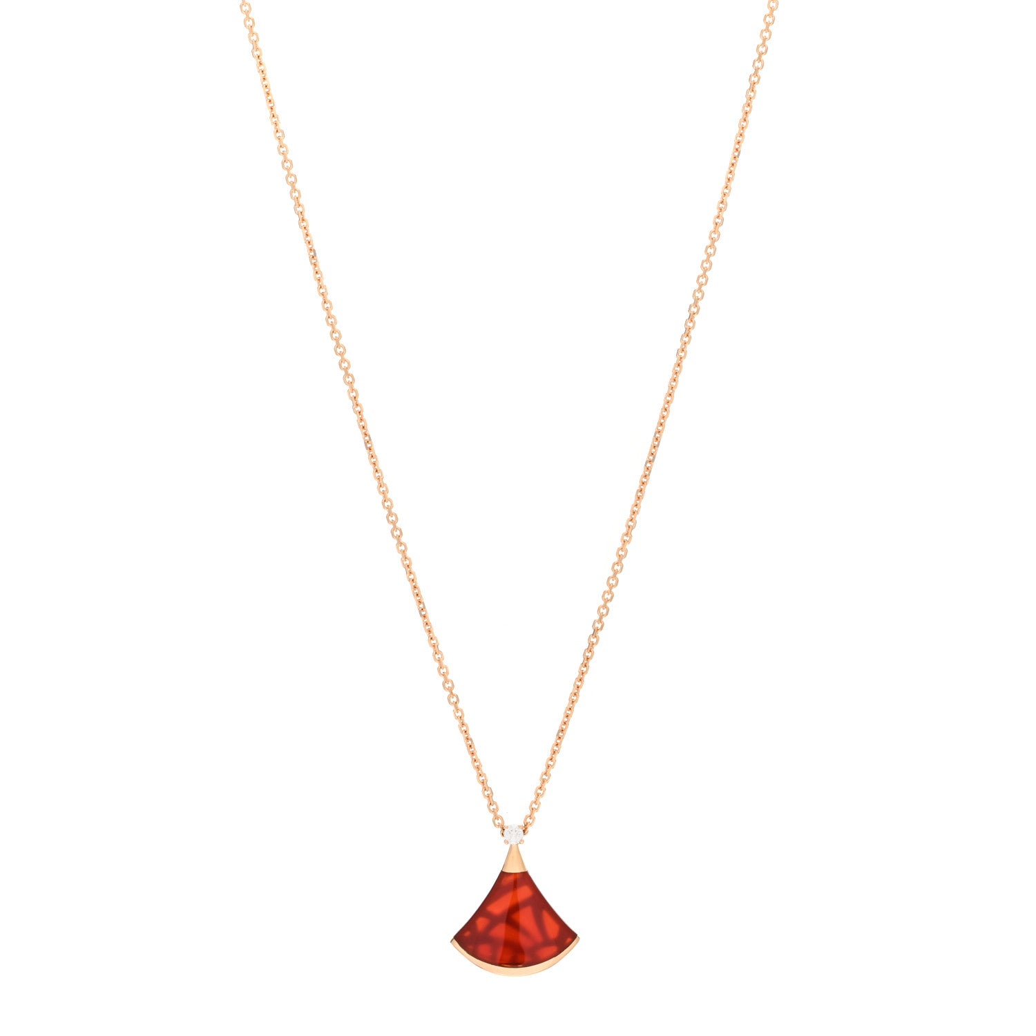 Bulgari 18K Rose Gold Diamond Carnelian Divas' Dream Pendant Necklace 1 of 3