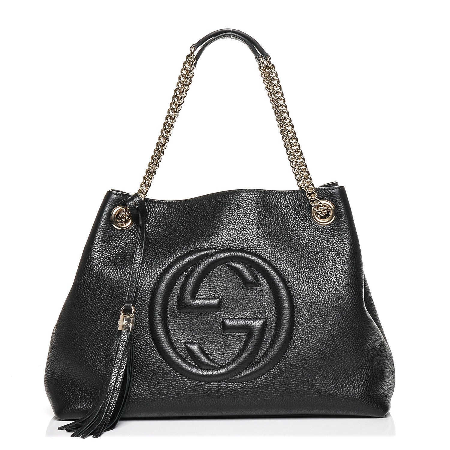Gucci Pebbled Calfskin Medium Soho Chain Shoulder Bag Black 1 of 6