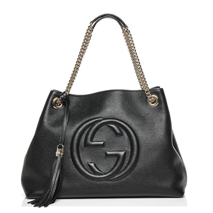 Gucci Pebbled Calfskin Medium Soho Chain Shoulder Bag Black 1 of 6