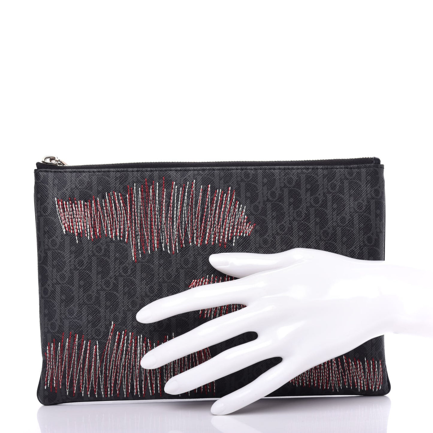 HOMME Monogram Coated Canvas Stitched Pouch Grey Multicolor