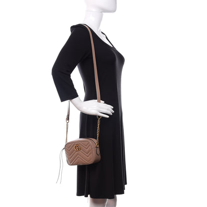 Gucci Calfskin Matelasse Mini GG Marmont Chain Shoulder Bag Porcelain Rose 2 of 8