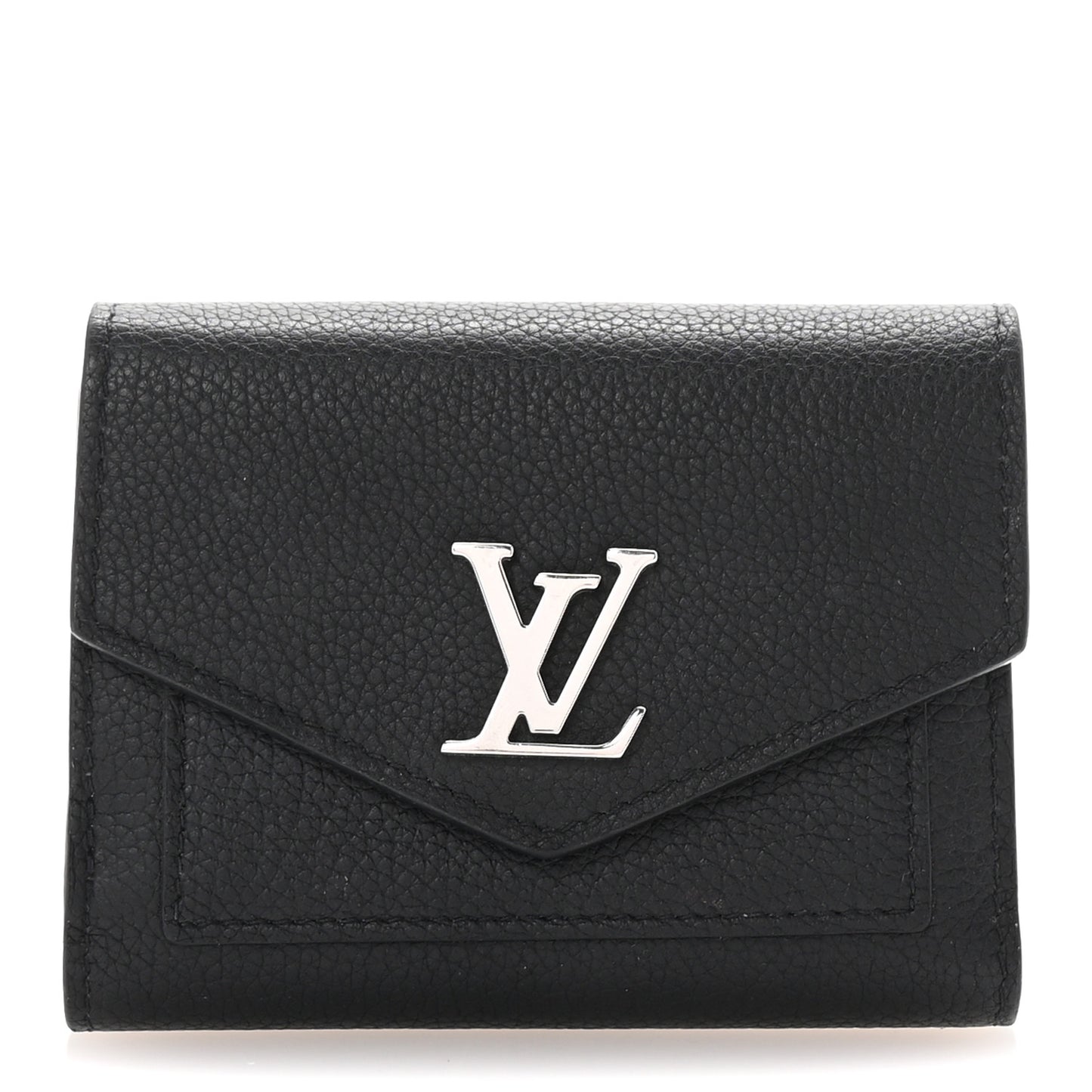 Soft Calfskin My Lockme Compact Wallet Black