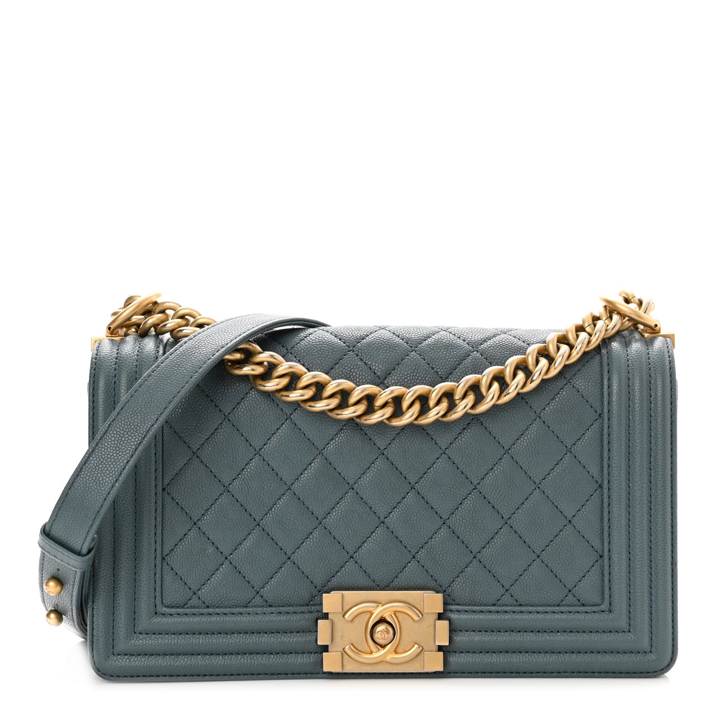 Caviar Quilted Medium Boy Flap Blue