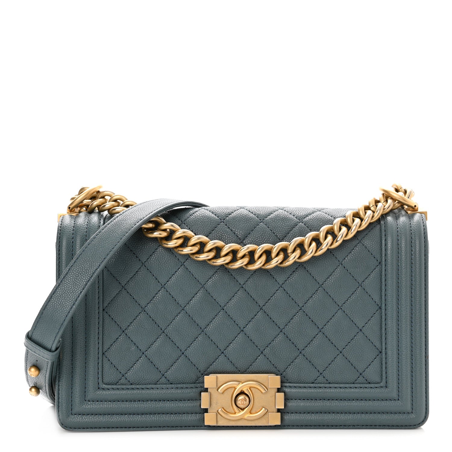 Chanel Caviar Quilted Medium Boy Flap Blue 1 of 13