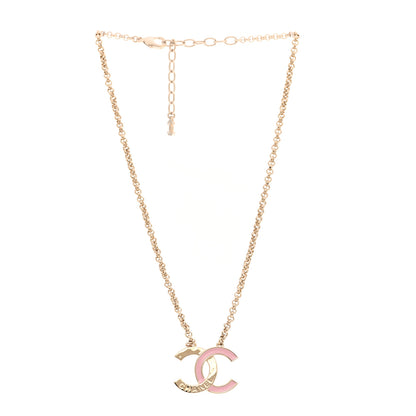 Chanel Metal Enamel CC Pendant Necklace Pink Gold 3 of 6