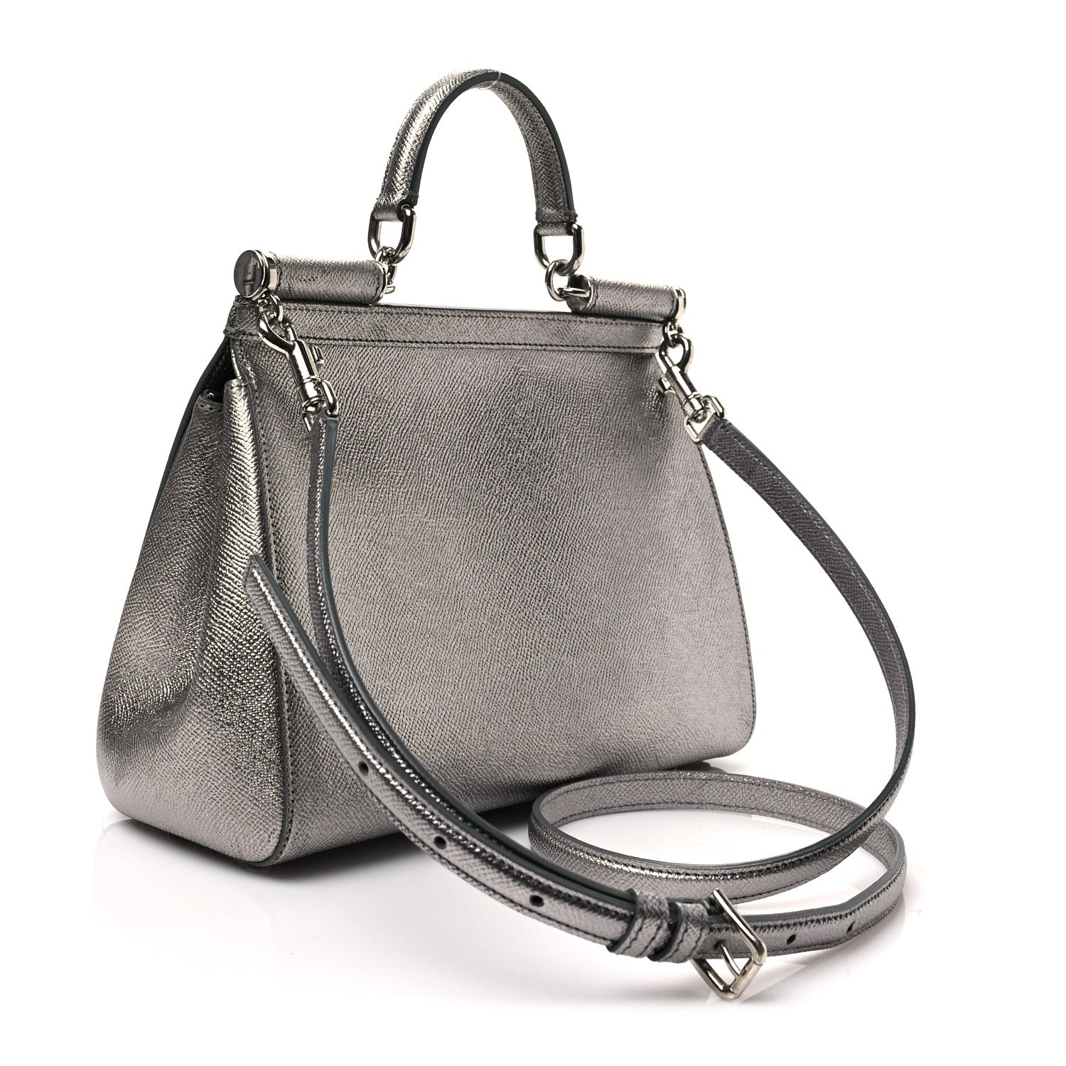 Dolce & Gabbana Metallic Dauphine Medium Miss Sicily Satchel Silver 2 of 6