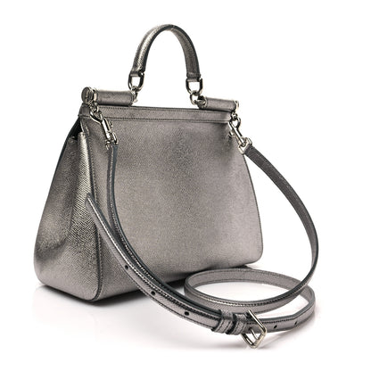 Dolce & Gabbana Metallic Dauphine Medium Miss Sicily Satchel Silver 2 of 6