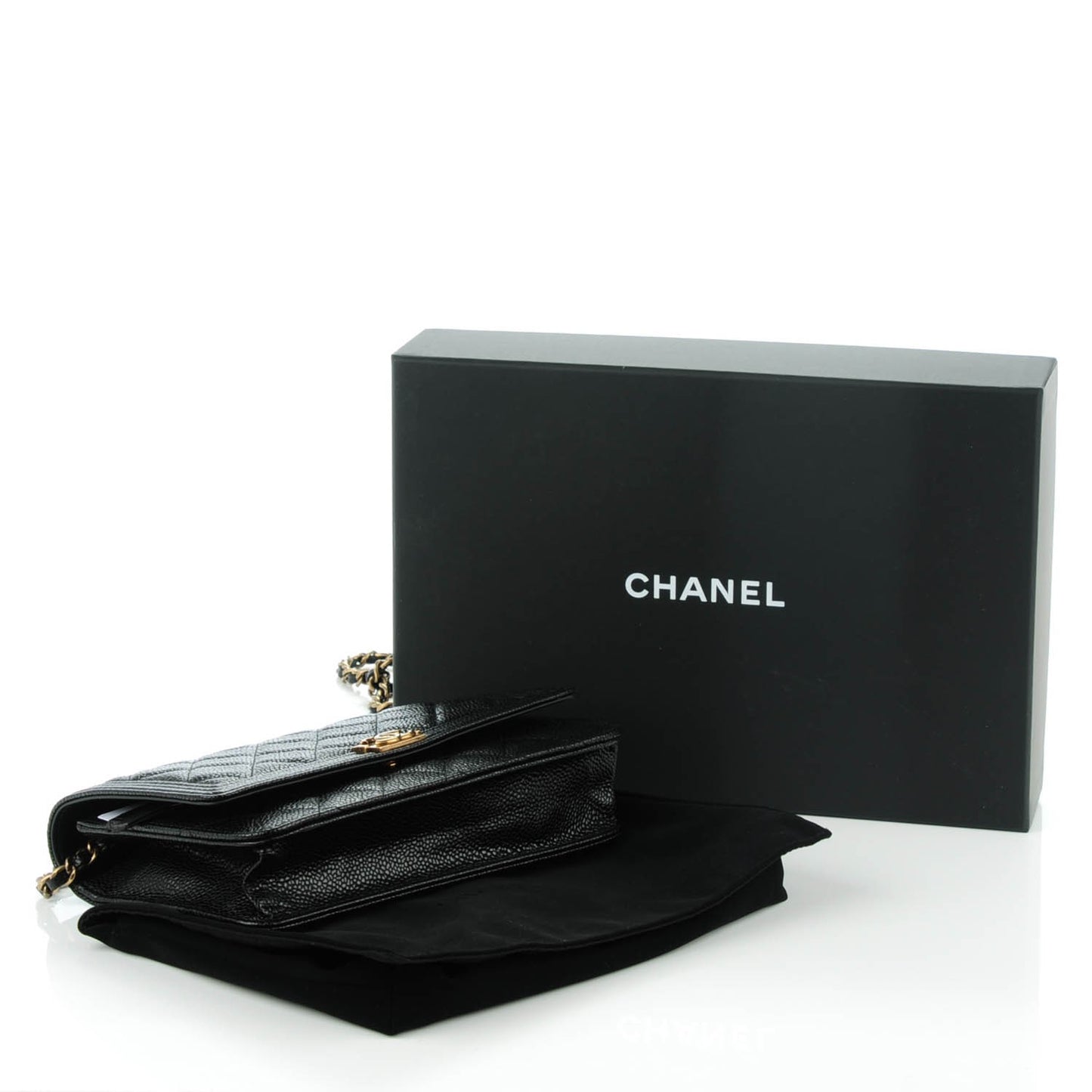 Caviar Quilted Boy Wallet On Chain WOC Black