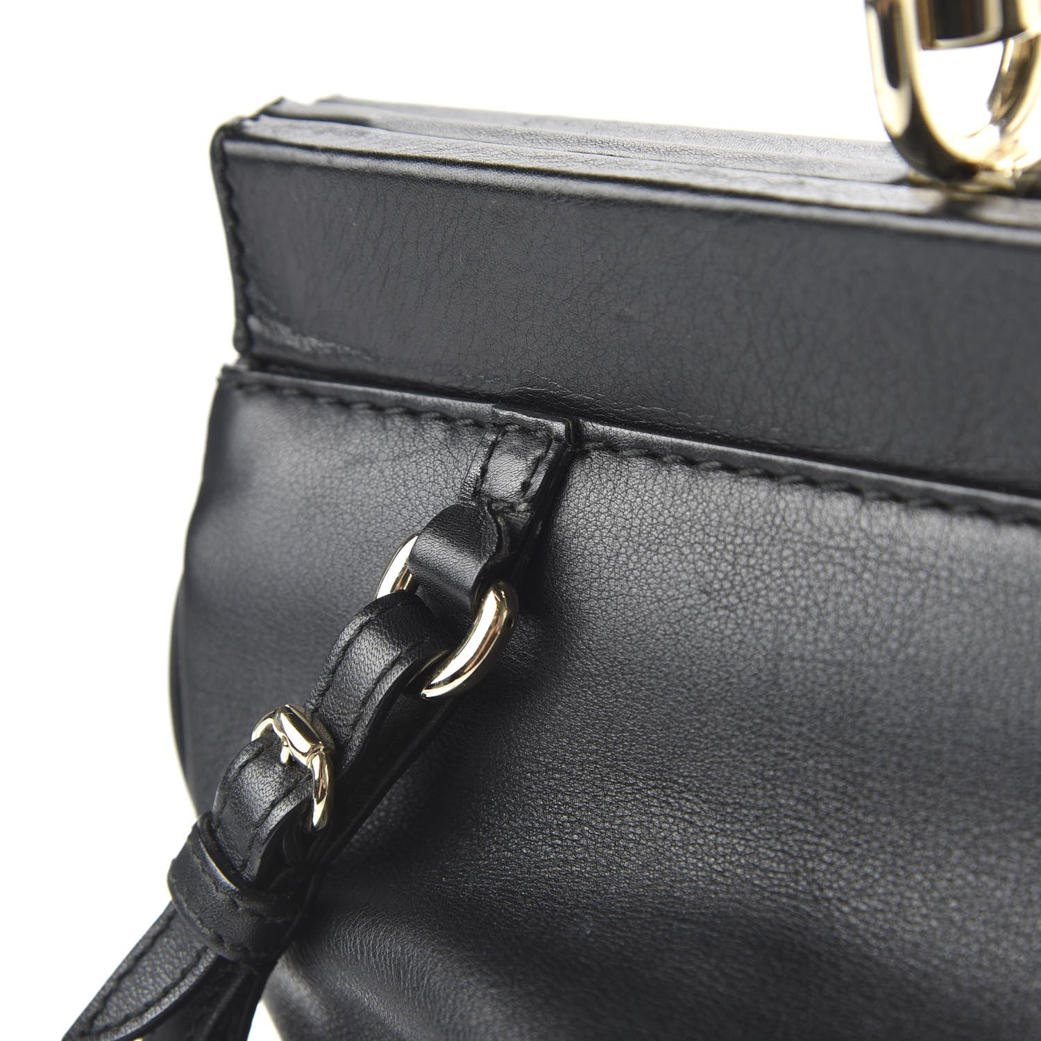 Gucci Calfskin Bold Bamboo Medium Top Handle Bag Black 11 of 11