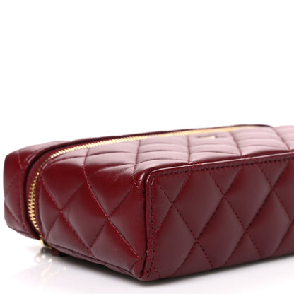 Chanel Lambskin Quilted Top Handle Slim Vanity With Chain Burgundy 9 of 11
