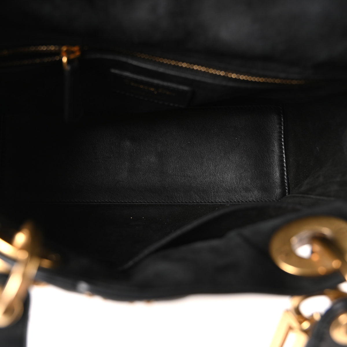 Calfskin Cannage Studded Medium Supple Lady Dior Black