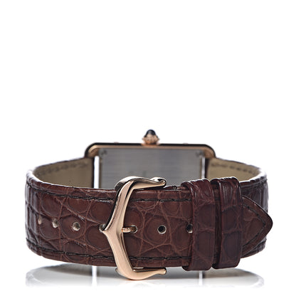 Cartier Stainless Steel 18K Pink Gold Alligator 24mm Tank Solo Quartz Watch Brown 4 of 9