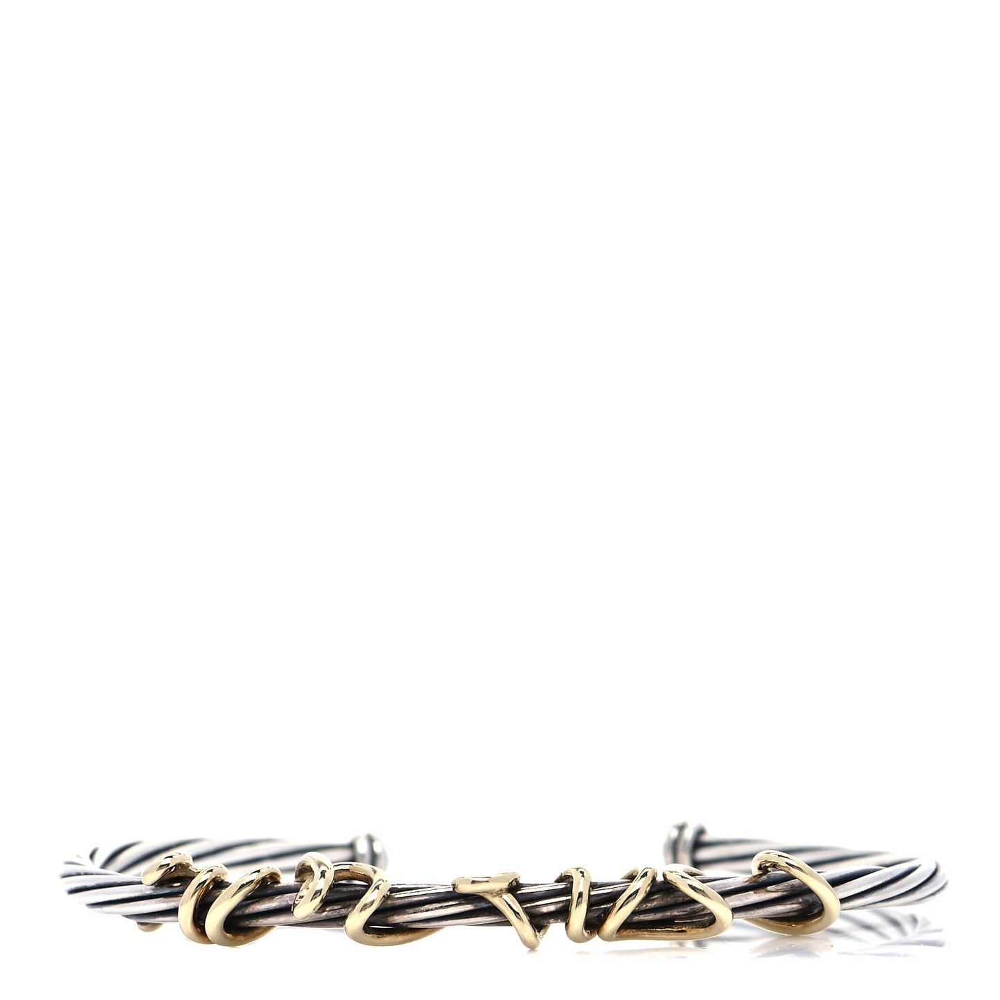 Sterling Silver 14K Yellow Gold DY Whispers I Love You Bracelet