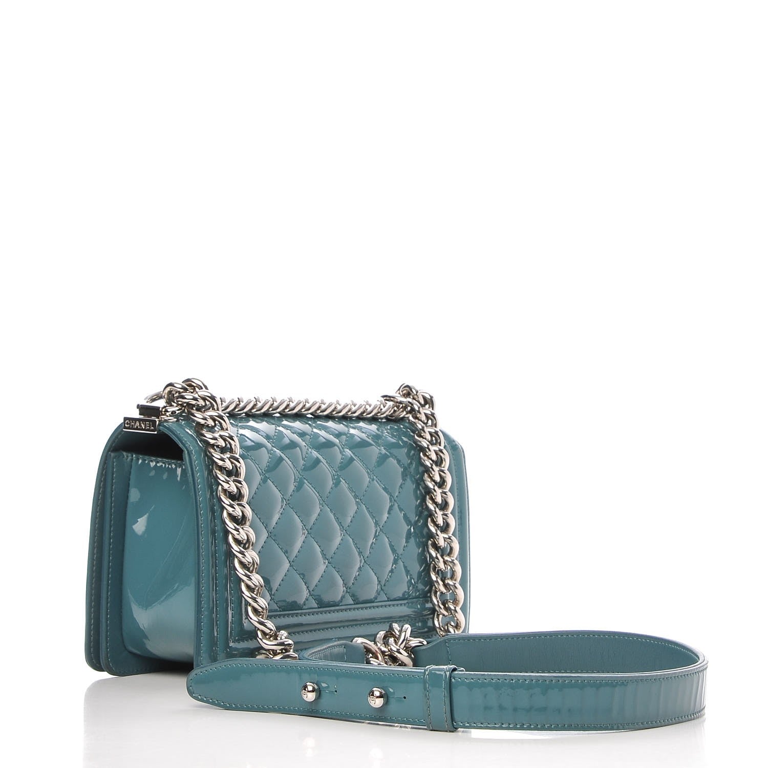 Chanel Patent Calfskin Small Boy Flap Plexiglass Turquoise 3 of 9