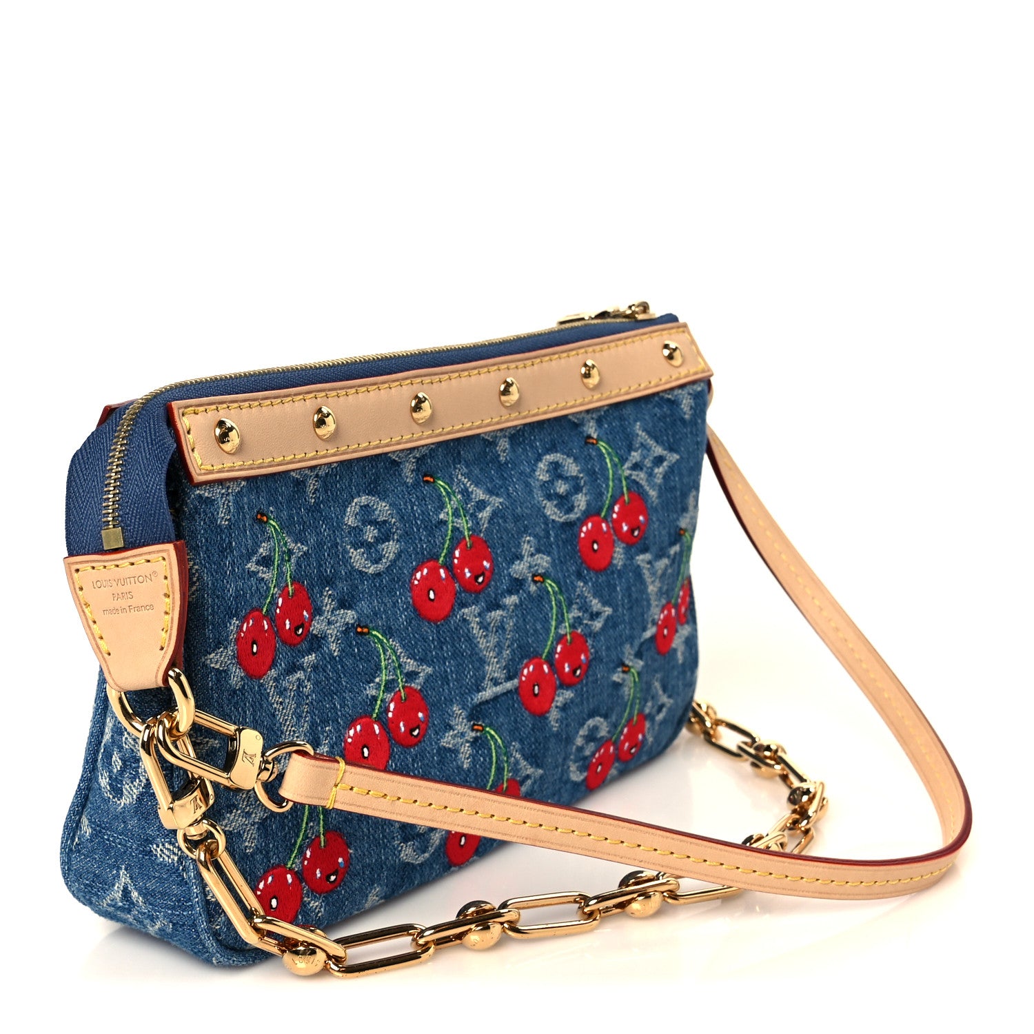 Louis Vuitton LV X TM Monogram Denim Cerises Pochette Accessories Blue 3 of 10