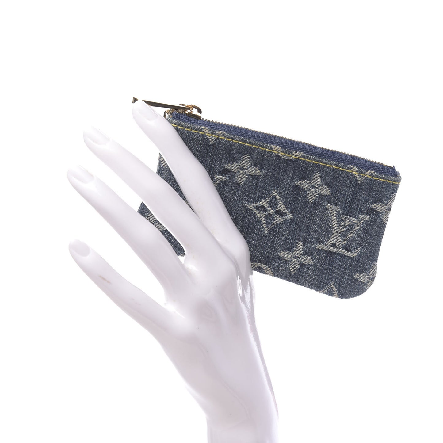 Monogram Denim Key Pouch Blue