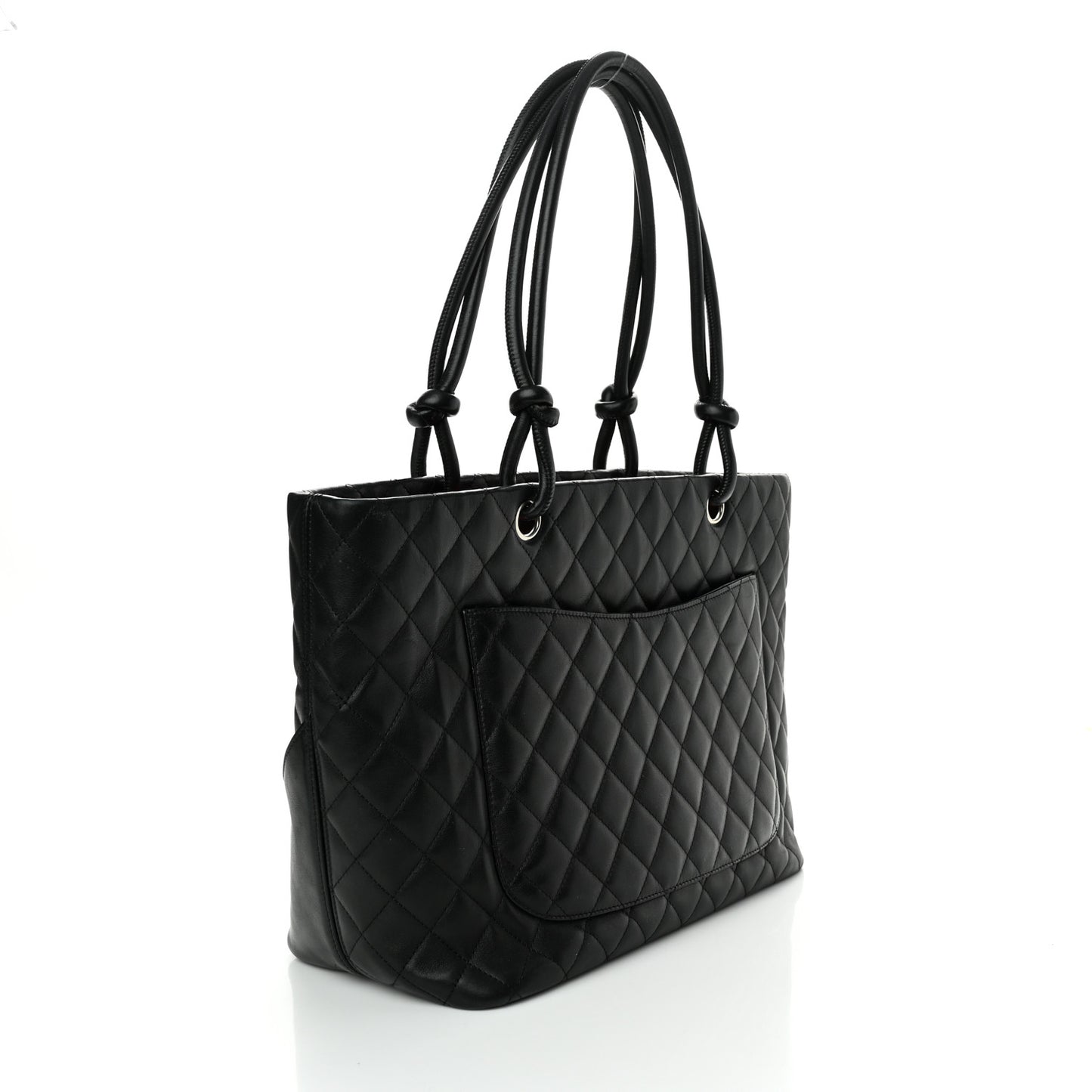 Calfskin Quilted Large Cambon Tote Black