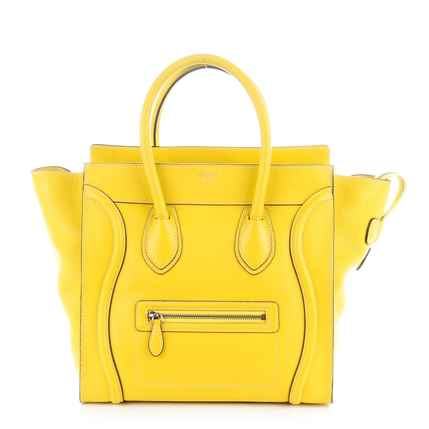 Celine Drummed Calfskin Mini Luggage Citron 1 of 8