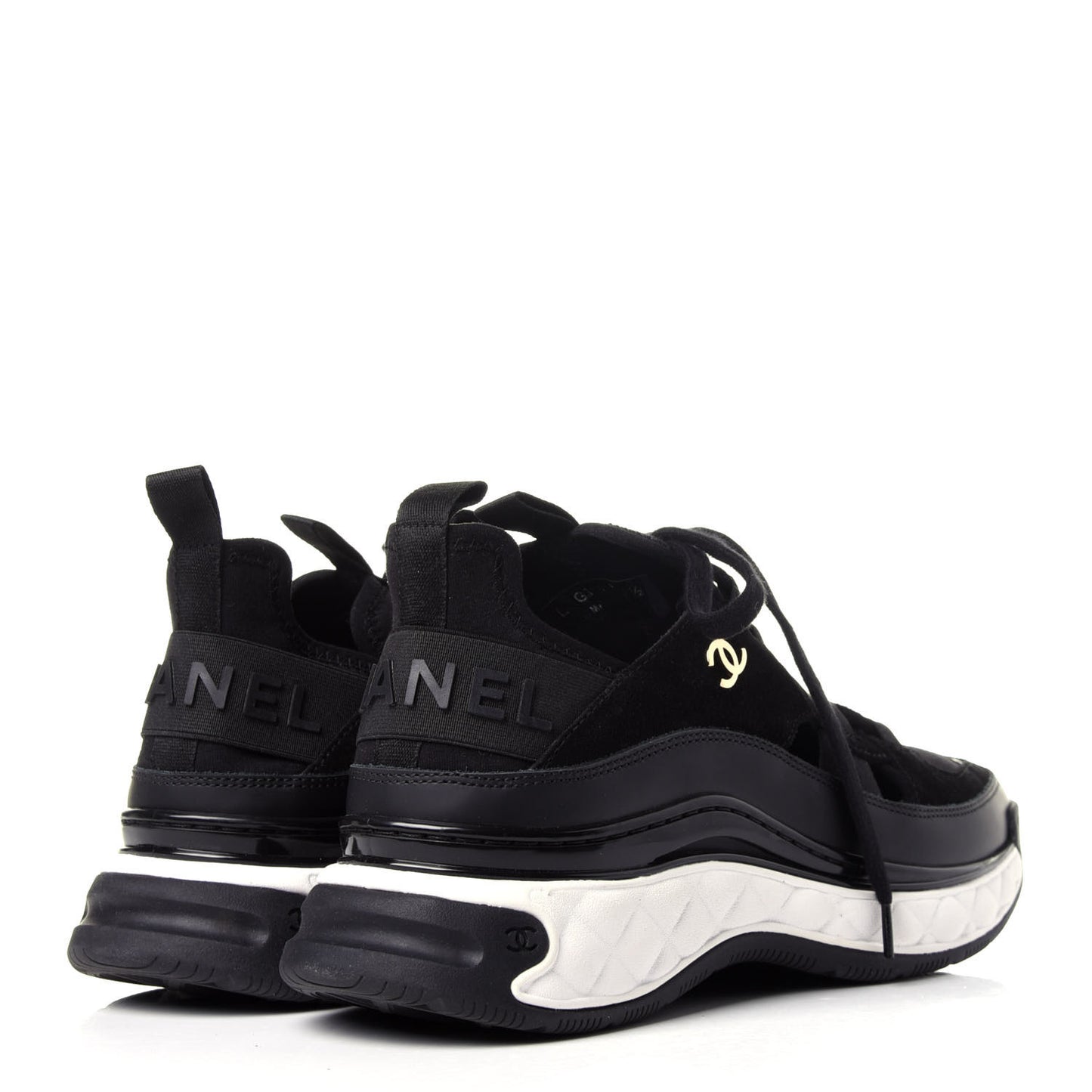 Fabric Calfskin Suede CC Sneakers 38.5 Black