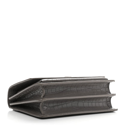 Saint Laurent Calfskin Crocodile Embossed Medium Monogram Sunset Fog 4 of 11