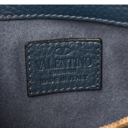 Valentino Garavani Grained Calfskin Rockstud Wallet on Chain Peacock 6 of 7
