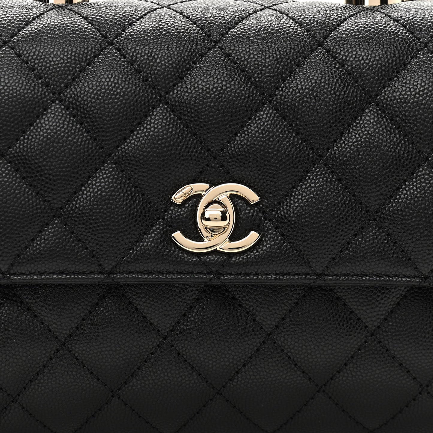 Caviar Quilted Mini Coco Handle Flap Black