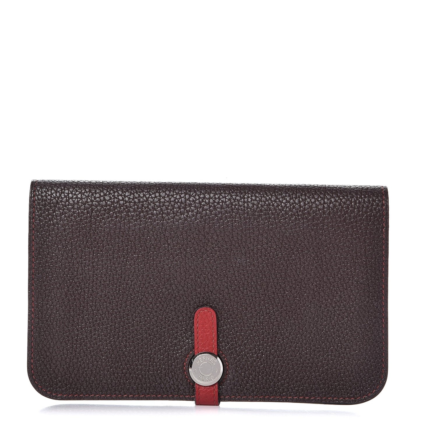 Togo Dogon Duo Wallet Chocolate Rouge Garance