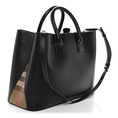 Burberry Grainy Calfskin House Check Medium Bermondsey Tote Black 3 of 9