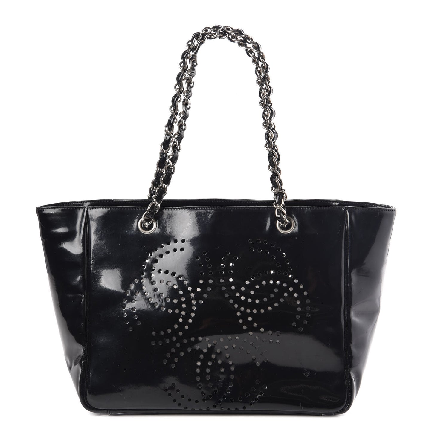 Patent Perforated CC Tote Black