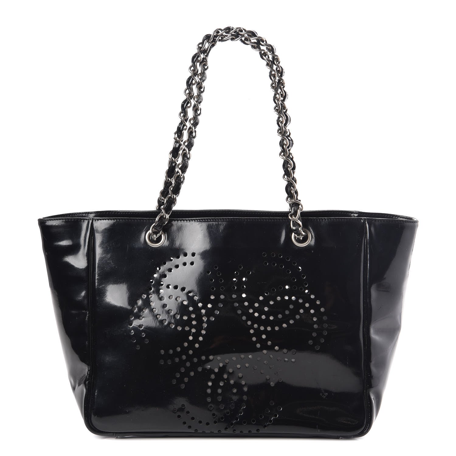Chanel Patent Perforated CC Tote Black 1 of 13