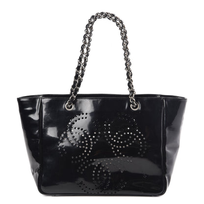 Chanel Patent Perforated CC Tote Black 1 of 13