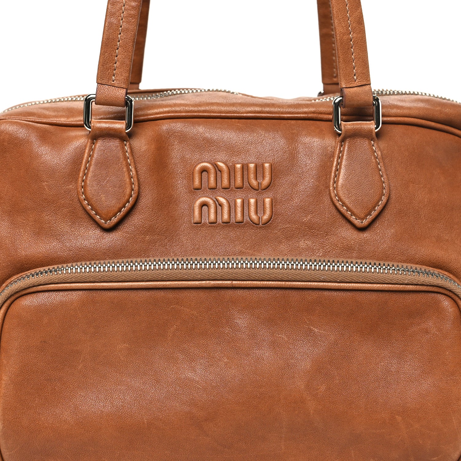 Miu Miu Nappa Pocket Top Handle Bag Caramel 7 of 9