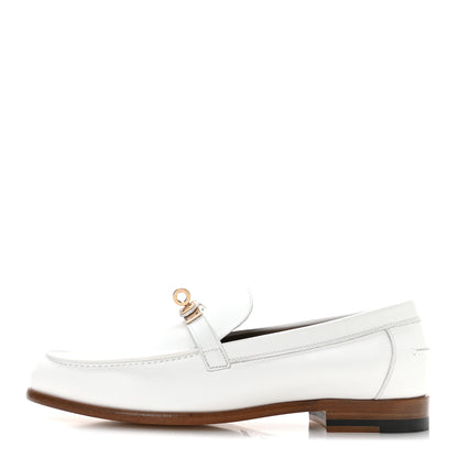 Hermes Calfskin Womens Destin Loafer 38 White 1 of 8