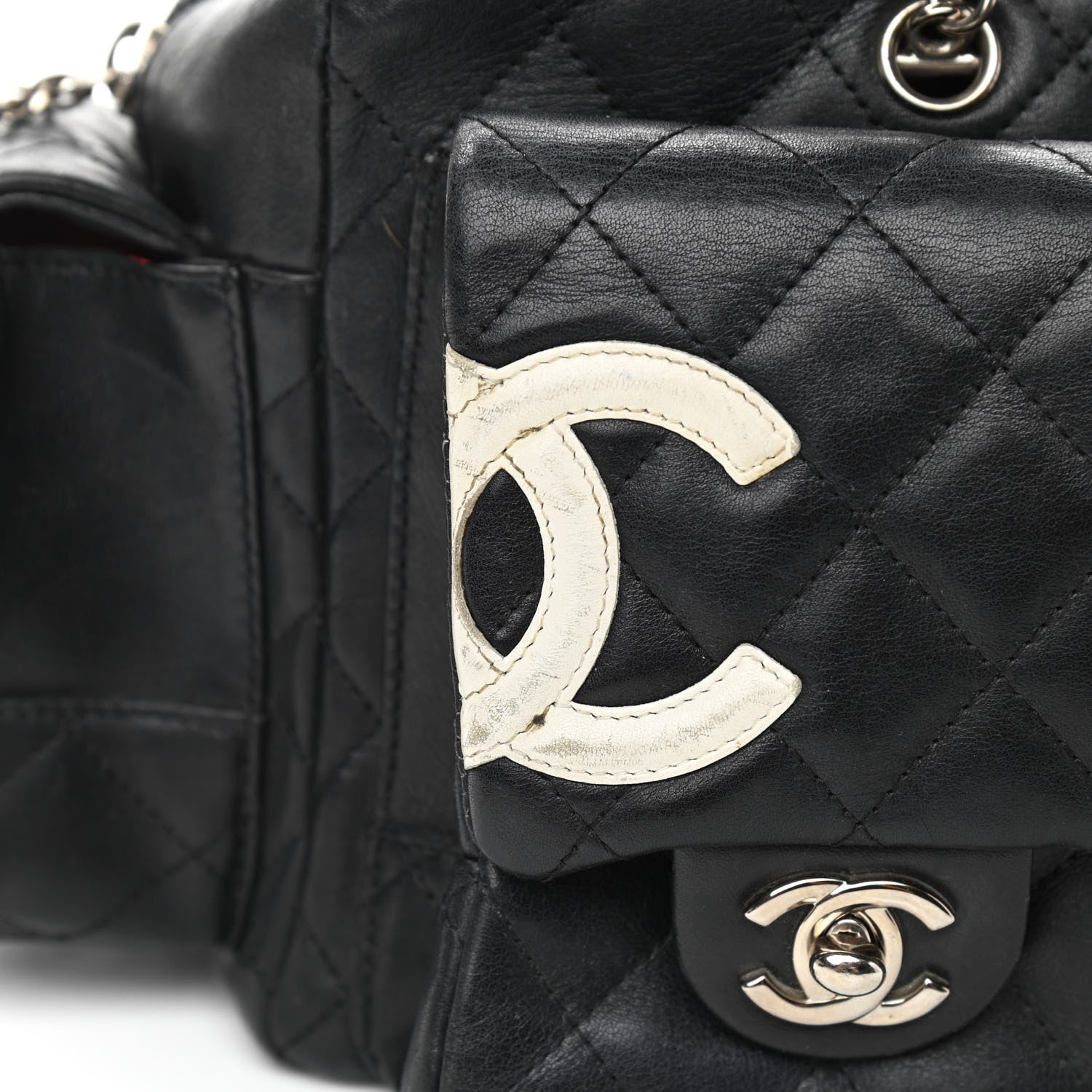Chanel Calfskin Quilted Small Cambon Multipocket Reporter Black White 8 of 15