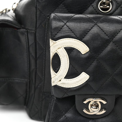 Chanel Calfskin Quilted Small Cambon Multipocket Reporter Black White 8 of 15