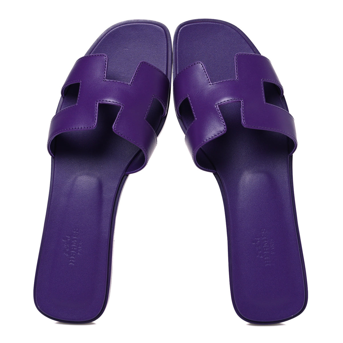 Hermes Calfskin Oran Sandals 39.5 Violet Majorette 2 of 11