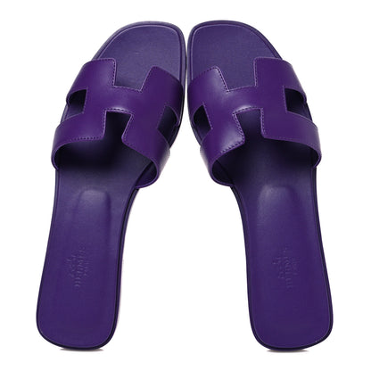 Hermes Calfskin Oran Sandals 39.5 Violet Majorette 2 of 11