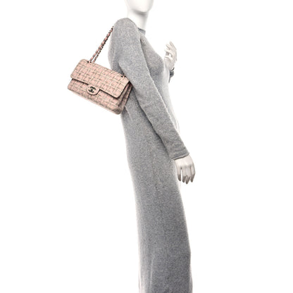 Chanel Tweed Quilted Medium Double Flap Light Pink 4 of 13