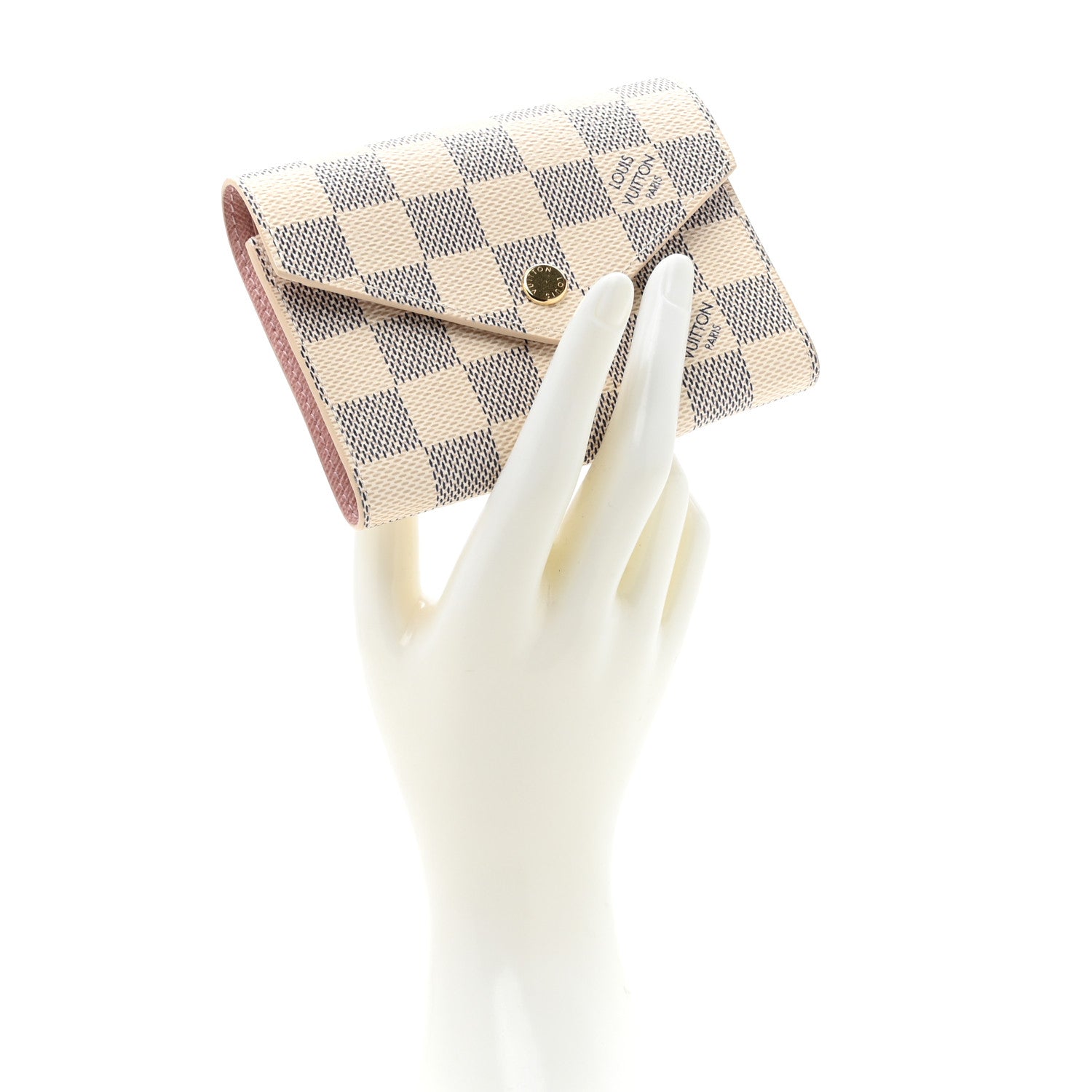 Louis Vuitton Damier Azur Victorine Wallet Rose Ballerine 2 of 9