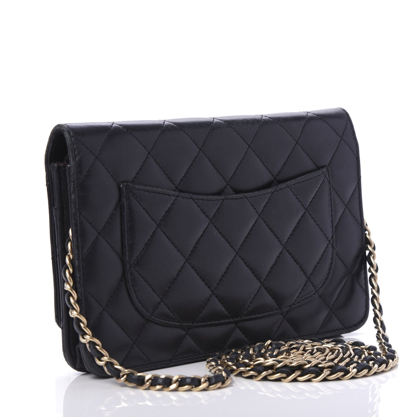 Lambskin Quilted Wallet On Chain WOC Black